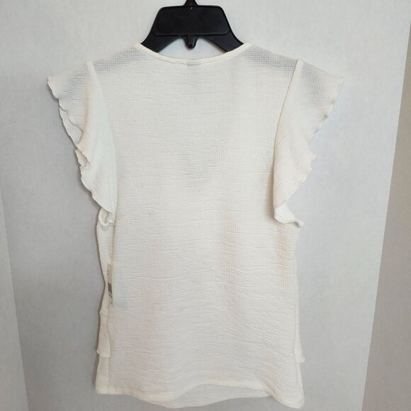 NWT American Rag Top Size Medium White Egret Ruffle V-Neck Sleeveless - Picture 8 of 9